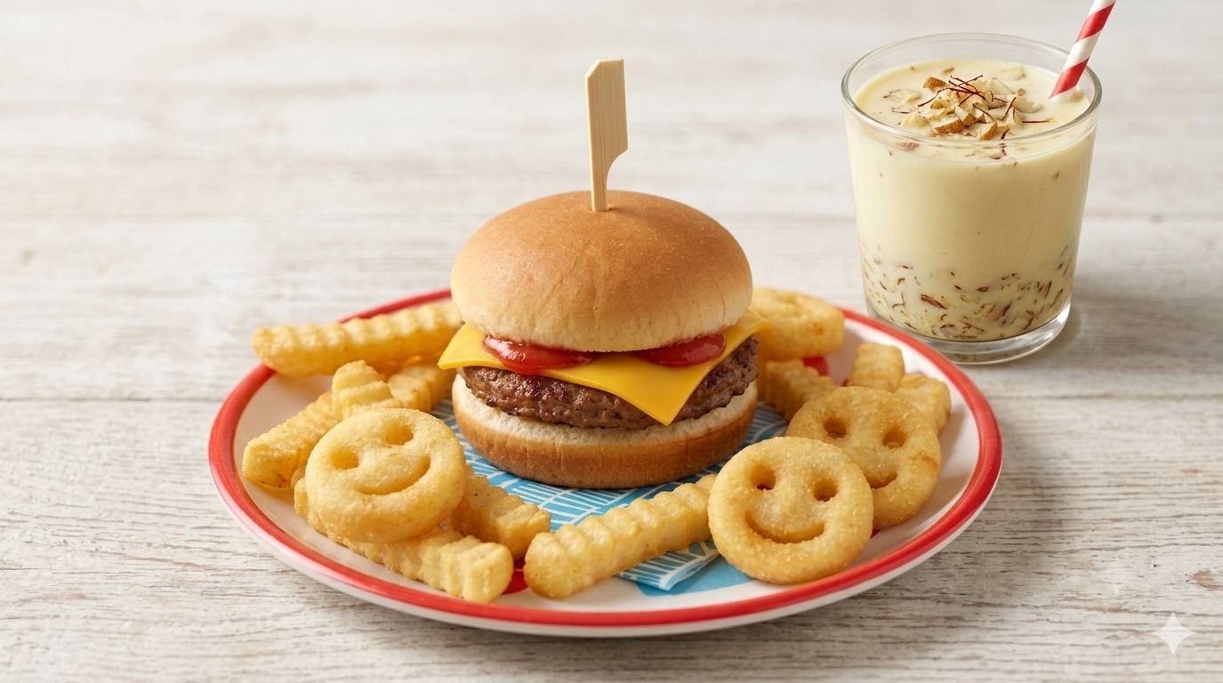 Mini Burger and Smile Fries